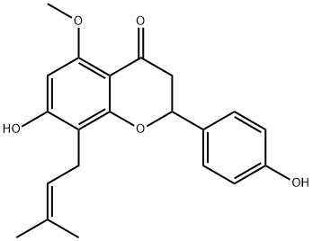 4',7-二羟基-5-甲氧基-8-(3-甲基-2-丁烯基)黄烷酮 结构式
