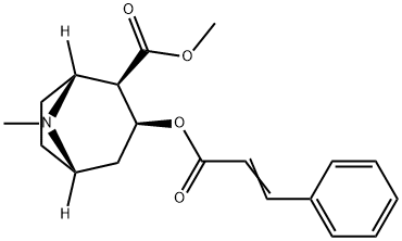 メチル (1R,2R,3S,5S)-8-メチル-3-[(3-フェニルプロパ-2-エノイル)オキシ]-8-アザビシクロ[3.2.1]オクタン-2-カルボキシラート 化学構造式