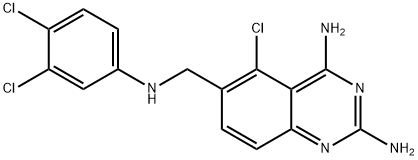 5-クロロ-6-[(3,4-ジクロロフェニルアミノ)メチル]キナゾリン-2,4-ジアミン 化学構造式