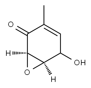 (1R,6R)-5-ヒドロキシ-3-メチル-7-オキサビシクロ[4.1.0]ヘプタ-3-エン-2-オン 化学構造式