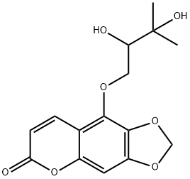 5-[(2,3-Dihydroxy-3-methylbutyl)oxy]-8H-1,3-dioxolo[4,5-h][1]benzopyran-8-one Struktur
