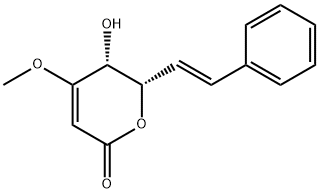 (5R,6S)-5,6-ジヒドロ-5-ヒドロキシ-4-メトキシ-6-[(E)-2-フェニルエテニル]-2H-ピラン-2-オン 化学構造式