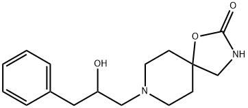 8-(2-ヒドロキシ-3-フェニルプロピル)-1-オキサ-3,8-ジアザスピロ[4.5]デカン-2-オン 化学構造式