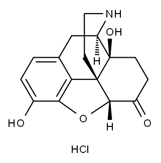4,5α-エポキシ-3,14-ジヒドロキシモルフィナン-6-オン・塩酸塩 化学構造式