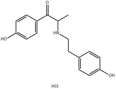 rac-(R*)-1-(4-ヒドロキシフェニル)-2-[[2-(4-ヒドロキシフェニル)エチル]アミノ]-1-プロパノン・塩酸塩 化学構造式