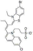 2-[2-[(5-bromo-3-ethyl-3H-benzothiazol-2-ylidene)methyl]but-1-enyl]-6-chloro-1-(3-sulphonatopropyl)quinolinium Struktur