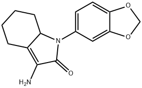 3-amino-1-(1,3-benzodioxol-5-yl)-1,4,5,6,7,7a-hexahydro-2H-indol-2-one 结构式