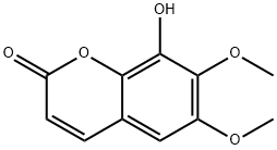 8-ヒドロキシ-6,7-ジメトキシ-2H-1-ベンゾピラン-2-オン 化学構造式