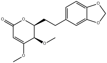 (5R)-6α-[2-(1,3-ベンゾジオキソール-5-イル)エチル]-5,6-ジヒドロ-4,5α-ジメトキシ-2H-ピラン-2-オン 化学構造式