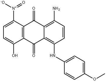 1-amino-5-hydroxy-4-[(4-methoxyphenyl)amino]-8-nitroanthraquinone Struktur