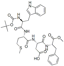 1-methyl N-[N-[N-[N-[(tert-butoxy)carbonyl]-L-tryptophyl]-L-methionyl]-L-alpha-aspartyl]-3-phenyl-L-alaninate Struktur
