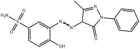 3-[[(4,5-ジヒドロ-3-メチル-5-オキソ-1-フェニル-1H-ピラゾール)-4-イル]アゾ]-4-ヒドロキシベンゼンスルホンアミド 化学構造式