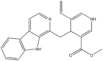 (+)-5-ビニル-1,4-ジヒドロ-4-(9H-ピリド[3,4-b]インドール-1-イルメチル)-3-ピリジンカルボン酸メチル 化学構造式