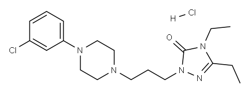 2-[3-[4-(3-chlorophenyl)piperazin-1-yl]propyl]-4,5-diethyl-2,4-dihydro-3H-1,2,4-triazol-3-one hydrochloride Struktur