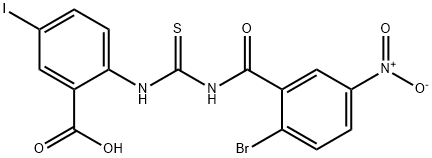 2-[[[(2-BROMO-5-NITROBENZOYL)AMINO]THIOXOMETHYL]AMINO]-5-IODO-BENZOIC ACID Structure