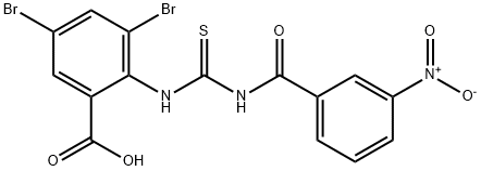 3,5-DIBROMO-2-[[[(3-NITROBENZOYL)AMINO]THIOXOMETHYL]AMINO]-BENZOIC ACID Structure
