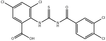 3,5-DICHLORO-2-[[[(3,4-DICHLOROBENZOYL)AMINO]THIOXOMETHYL]AMINO]-BENZOIC ACID Structure