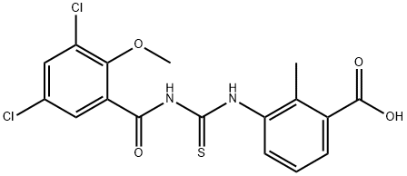 3-[[[(3,5-DICHLORO-2-METHOXYBENZOYL)AMINO]THIOXOMETHYL]AMINO]-2-METHYL-BENZOIC ACID Structure