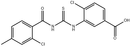 4-CHLORO-3-[[[(2-CHLORO-4-METHYLBENZOYL)AMINO]THIOXOMETHYL]AMINO]-BENZOIC ACID Structure