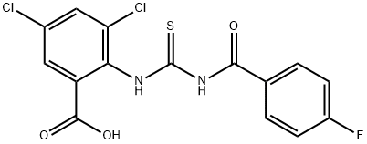 3,5-DICHLORO-2-[[[(4-FLUOROBENZOYL)AMINO]THIOXOMETHYL]AMINO]-BENZOIC ACID Structure