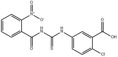 2-CHLORO-5-[[[(2-NITROBENZOYL)AMINO]THIOXOMETHYL]AMINO]-BENZOIC ACID Structure
