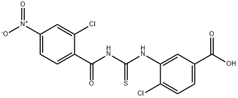 4-CHLORO-3-[[[(2-CHLORO-4-NITROBENZOYL)AMINO]THIOXOMETHYL]AMINO]-BENZOIC ACID Structure
