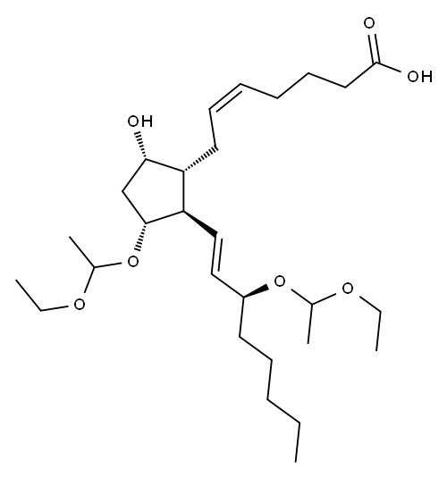 (5Z,13E,15S)-11alpha,15-bis(1-ethoxyethoxy)-9alpha-hydroxyprosta-5,13-dien-1-oic acid Structure