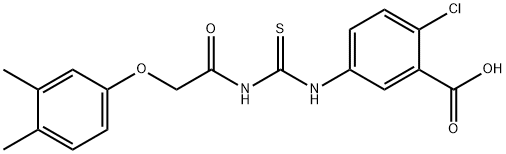 2-CHLORO-5-[[[[(3,4-DIMETHYLPHENOXY)ACETYL]AMINO]THIOXOMETHYL]AMINO]-BENZOIC ACID Structure