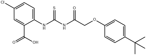 5-CHLORO-2-[[[[[4-(1,1-DIMETHYLETHYL)PHENOXY]ACETYL]AMINO]THIOXOMETHYL]AMINO]-BENZOIC ACID 结构式