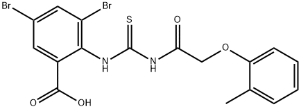 3,5-DIBROMO-2-[[[[(2-METHYLPHENOXY)ACETYL]AMINO]THIOXOMETHYL]AMINO]-BENZOIC ACID 结构式