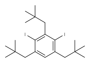 Benzene, 1,3,5-tris(2,2-dimethylpropyl)-2,4-diiodo- Structure