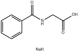 马尿酸钠 C9 H8 N NA O3, 532-94-5, 结构式