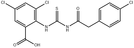 3,5-DICHLORO-2-[[[[(4-CHLOROPHENYL)ACETYL]AMINO]THIOXOMETHYL]AMINO]-BENZOIC ACID 结构式