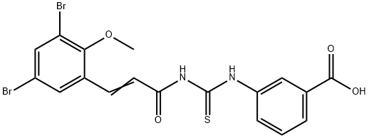 3-[[[[3-(3,5-DIBROMO-2-METHOXYPHENYL)-1-OXO-2-PROPENYL]AMINO]THIOXOMETHYL]AMINO]-BENZOIC ACID 结构式