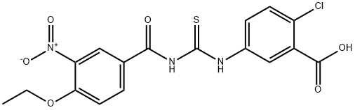 2-CHLORO-5-[[[(4-ETHOXY-3-NITROBENZOYL)AMINO]THIOXOMETHYL]AMINO]-BENZOIC ACID 结构式
