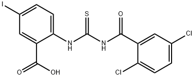 2-[[[(2,5-DICHLOROBENZOYL)AMINO]THIOXOMETHYL]AMINO]-5-IODO-BENZOIC ACID Structure