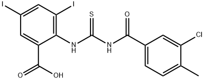2-[[[(3-CHLORO-4-METHYLBENZOYL)AMINO]THIOXOMETHYL]AMINO]-3,5-DIIODO-BENZOIC ACID Structure