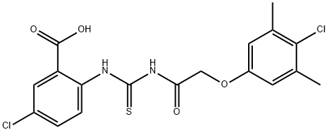 5-CHLORO-2-[[[[(4-CHLORO-3,5-DIMETHYLPHENOXY)ACETYL]AMINO]THIOXOMETHYL]AMINO]-BENZOIC ACID Structure