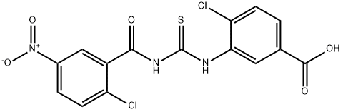 4-CHLORO-3-[[[(2-CHLORO-5-NITROBENZOYL)AMINO]THIOXOMETHYL]AMINO]-BENZOIC ACID Structure