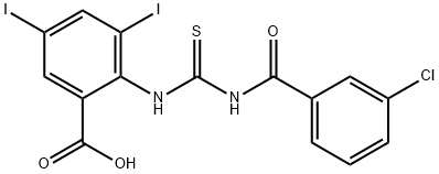 2-[[[(3-CHLOROBENZOYL)AMINO]THIOXOMETHYL]AMINO]-3,5-DIIODO-BENZOIC ACID Structure