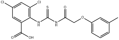 3,5-DICHLORO-2-[[[[(3-METHYLPHENOXY)ACETYL]AMINO]THIOXOMETHYL]AMINO]-BENZOIC ACID Structure