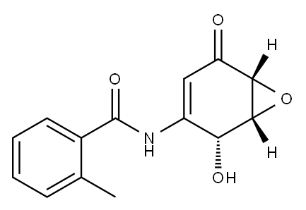 Benzamide, N-[(1R,2R,6R)-2-hydroxy-5-oxo-7-oxabicyclo[4.1.0]hept-3-en-3-yl]- Structure