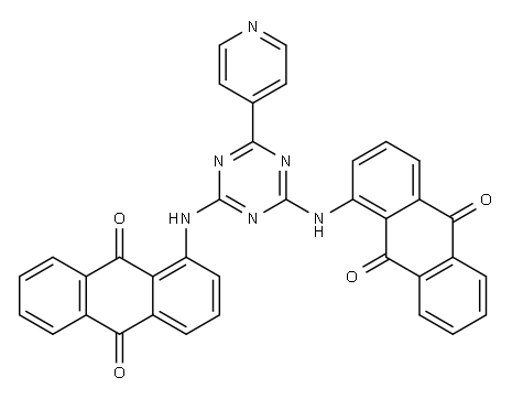 1,1'-[[6-(4-ピリジニル)-1,3,5-トリアジン-2,4-ジイル]ジイミノ]ビス(9,10-アントラセンジオン) 化学構造式