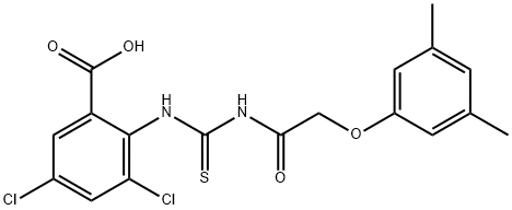 3,5-DICHLORO-2-[[[[(3,5-DIMETHYLPHENOXY)ACETYL]AMINO]THIOXOMETHYL]AMINO]-BENZOIC ACID Structure