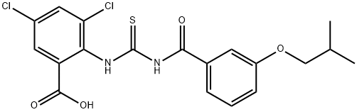 3,5-DICHLORO-2-[[[[3-(2-METHYLPROPOXY)BENZOYL]AMINO]THIOXOMETHYL]AMINO]-BENZOIC ACID Structure