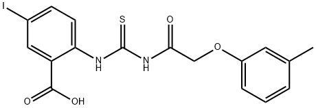 5-IODO-2-[[[[(3-METHYLPHENOXY)ACETYL]AMINO]THIOXOMETHYL]AMINO]-BENZOIC ACID Struktur
