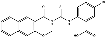 5-BROMO-2-[[[[(3-METHOXY-2-NAPHTHALENYL)CARBONYL]AMINO]THIOXOMETHYL]AMINO]-BENZOIC ACID Structure
