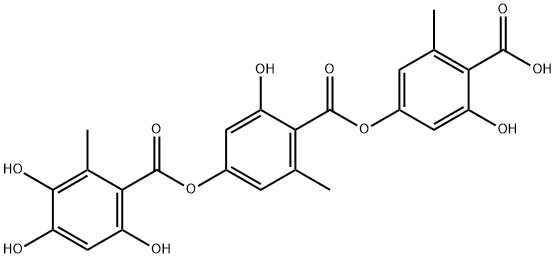 2-Hydroxy-6-methyl-4-[(3,4,6-trihydroxy-2-methylbenzoyl)oxy]benzoic acid 4-carboxy-3-hydroxy-5-methylphenyl ester Structure