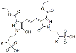 4-[3-[3-(Ethoxycarbonyl)-5-hydroxy-1-(3-potassiosulfopropyl)-1H-pyrazol-4-yl]-2-propenylidene]-4,5-dihydro-5-oxo-1-(3-potassiosulfopropyl)-1H-pyrazole-3-carboxylic acid ethyl ester Struktur