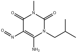 6-アミノ-3-メチル-1-(2-メチルプロピル)-5-ニトロソ-2,4(1H,3H)-ピリミジンジオン 化学構造式